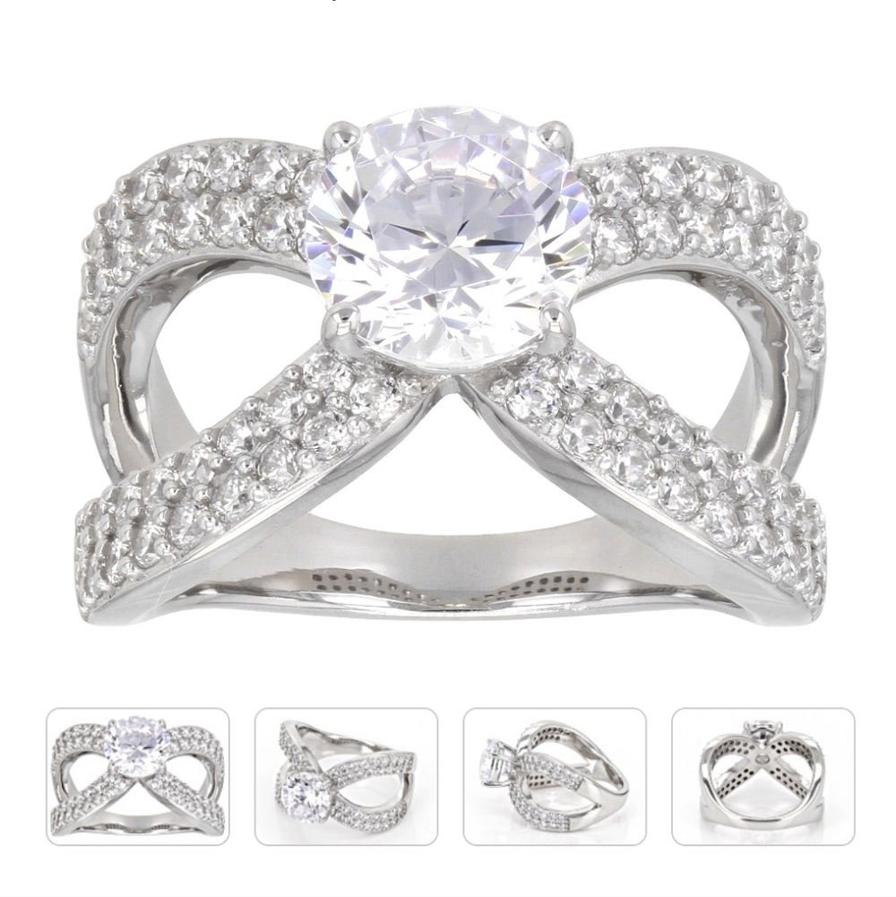 🆕️💍 5.02CTW WHITE DIAMOND SIMULANT PLATINUM OVER STERLING SILVER - SIZE 9.0💍